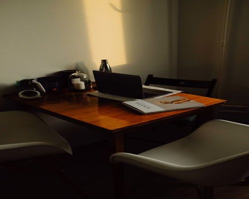 a cozy workspace at home with soft daylight